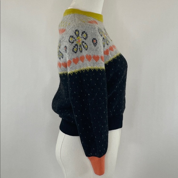 Kate Spade New York Embroidered Fair Isle Sweater in Alpaca from Peru, S - Picture 8 of 9